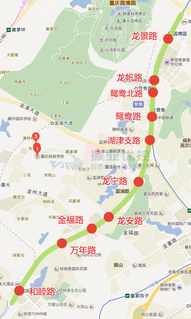 圖1 金開大道綠波協(xié)調(diào)路段10個交叉口分布圖