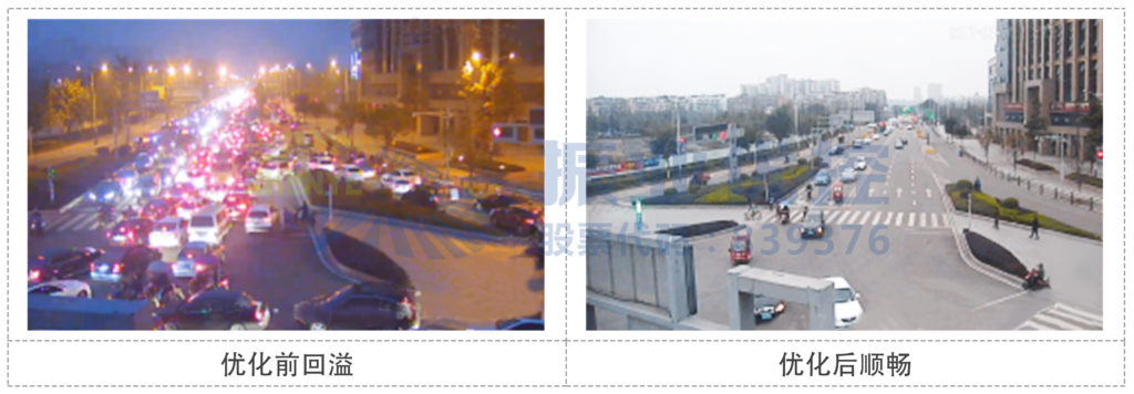 圖9 江南半島路口晚高峰優(yōu)化后對比圖