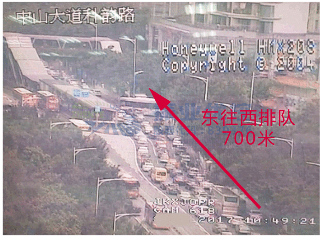 圖5 高峰時(shí)段東進(jìn)口排隊(duì)超過BRT車站