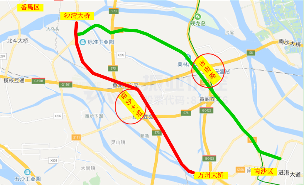 圖1?南沙大道繞行路線圖