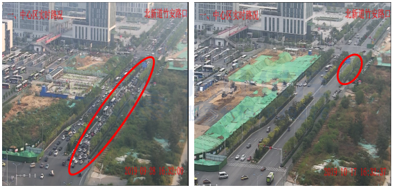 圖9 竹安路-西山道優(yōu)化前后對(duì)比