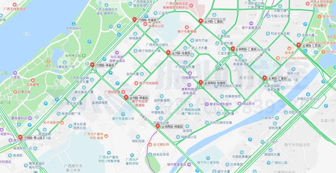 圖1 瑯西片區(qū)協(xié)調(diào)優(yōu)化路口分布圖