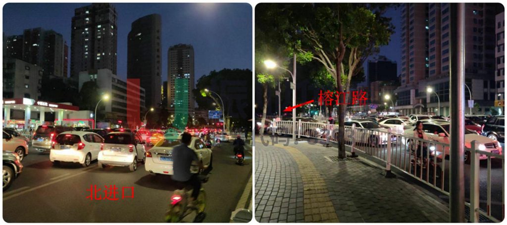 圖5 高峰時段北進口排長隊至榕江路與天山路交匯處