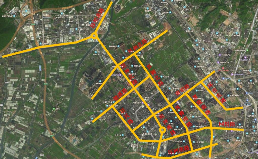 中山市坦洲鎮(zhèn)重點區(qū)域路網(wǎng)