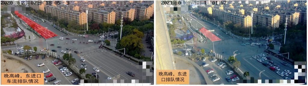 圖9 優(yōu)化前后晚高峰東進口車輛排隊情況對比