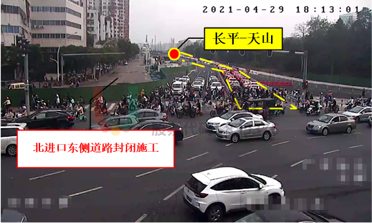 圖6 北進(jìn)口晚高峰存在回溢風(fēng)險