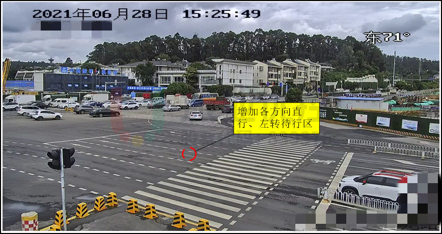 圖7 路口增加各方向左轉(zhuǎn)、直行待行區(qū)