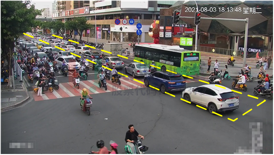 圖3 黃河-華山路口南進(jìn)口回溢頻繁（優(yōu)化前）