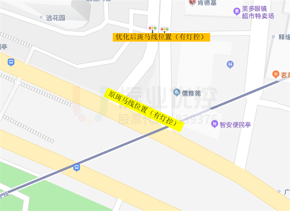 圖10 優(yōu)化前后交叉口斑馬線位置對比